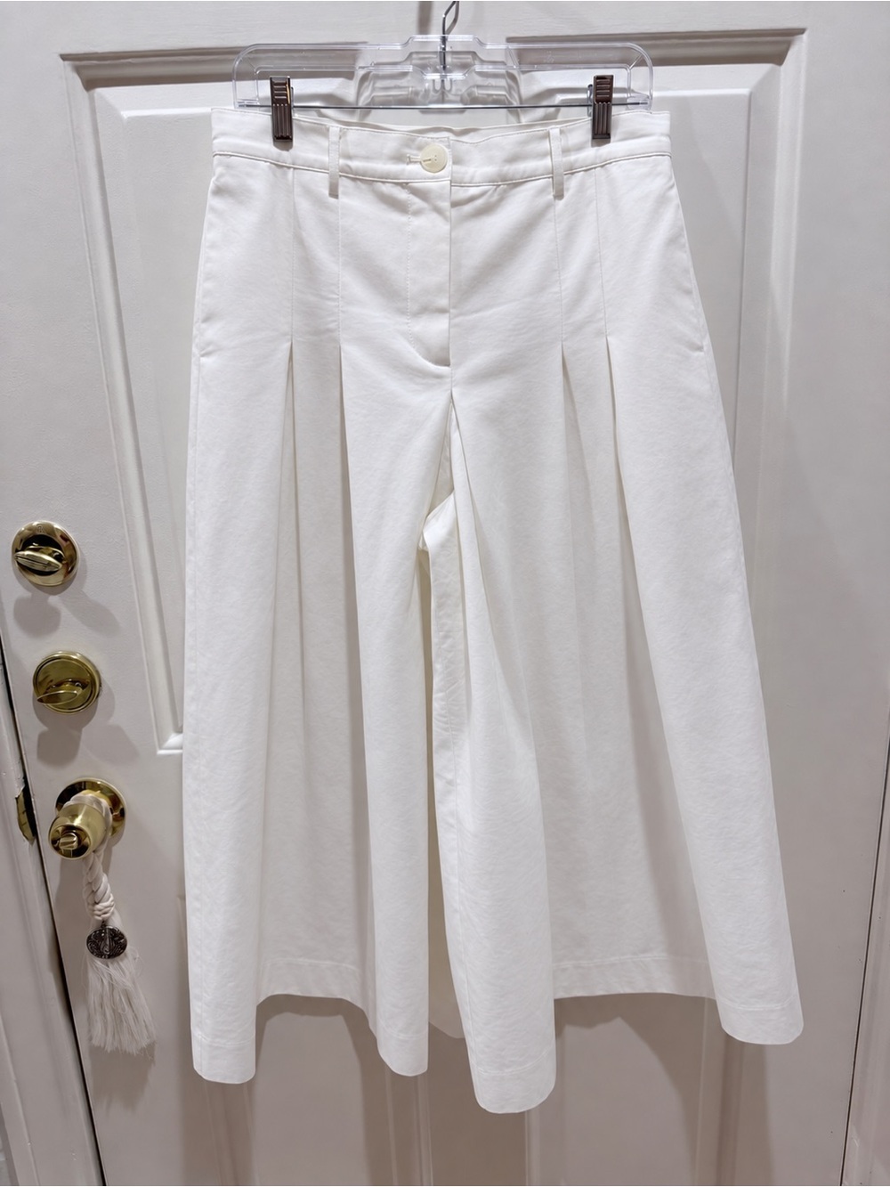 Astr White A-Line Pleated Wide Leg Pant